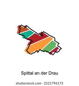 Spittal an der Drau City Map Vector isolated illustration of simplified administrative, map of Austria Country design template