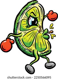 Spitting Lime Slice Cartoon Character Fruit Vector Illustration