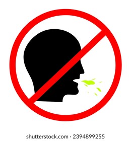 spitting warning sign illustration design icon, No spitting symbol with red prohibited sign template vector