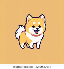 Spitz dog cartoon vector sticker design vector