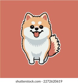 Spitz dog cartoon vector sticker design vector