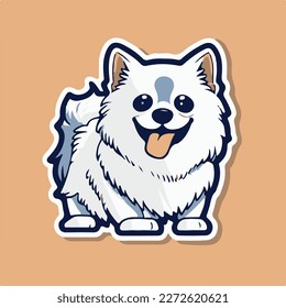 Spitz dog cartoon vector sticker design vector