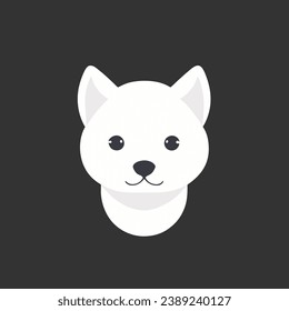 Spitz white breed. Cartoon dog face. Dog vector icon. Vector black and white illustration. Animal Logotype concept. Logo design template.