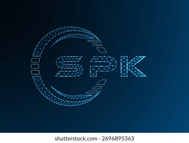 SPK diseño de Vector de logotipo de letra polivinílica baja. SPK diseño de logotipo de poliéster inferior. Logotipo de poliéster bajo.