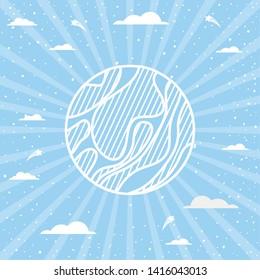 Splace planet over striped background