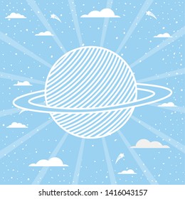 Splace planet over striped background