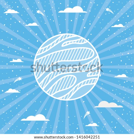Splace planet over striped background