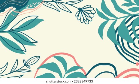  splash abstract background for design.banner frame background with beautiful. background for design. Colorful background with tropical plants. Place for your text.