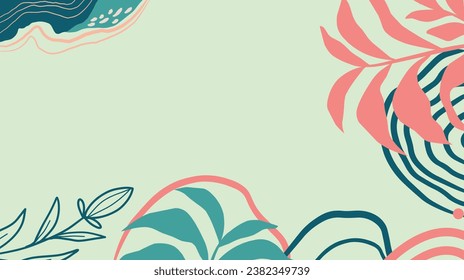  splash abstract background for design.banner frame background with beautiful. background for design. Colorful background with tropical plants. Place for your text.