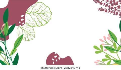  splash abstract background for design.banner frame background with beautiful. background for design. Colorful background with tropical plants. Place for your text.