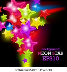 Splash of abstract glossy stars - vector background