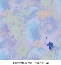 Splash Abstract Pattern. Alcohol Ink Watercolor. Fluid Liquid Galaxy. Acrylic Ink Marble Paint. Multi Color Holi Space. Liquid Galaxy Illustration. Fluid Gradient Background. Modern Seamless Science