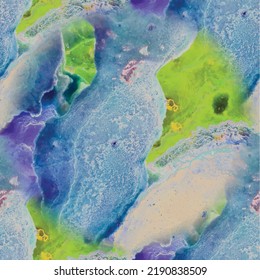 Abstraktes Muster durchsuchen. Schwenken Sie den Acryl-Splash. Flüssige Farbverlauf-Illustration. Wasserfarbe des flüssigen Marmors. Alkohol Tinte Marmor Farbe. Acrylfarbhintergrund. Mehrfarbiger Holi-Raum. Galaxy Seamless Science