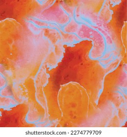 Splash Abstract Texture. Yellow Holi Space. Fluid Repeat Illustration. Liquid Abstract Red Fire. Acrylic Ink Watercolor. Fluid Liquid Splash. Alcohol Ink Marble Paint. Hot Modern Seamless Red Fire