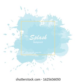 Splash aqua blue on white paper background. Abstract watercolor. Vector illustration. Texture on white backdrop. EPS 10.