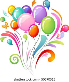 Splash background with colourful balloons