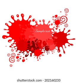 Splash background. Messy red stains of blood or wine isolated on White background. Vector illustration 