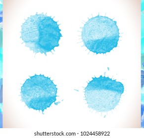 Splash background set. Vector blue watercolor stains