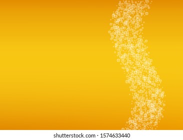 Splash beer. Background for craft lager. Oktoberfest foam. bar menu template. Bavarian pint of ale with realistic white bubbles. Cool liquid drink for Orange mug with splash beer.