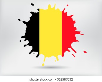 Splash with Belgium flag.Belgium vector splash flag.