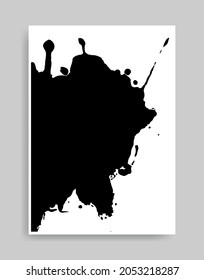 splash black ink background. Abstract illustration minimalist  style for poster, book cover, flyer, brochure, logo.
