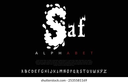 Splash Alfabeto de fuente de Vector negro con números