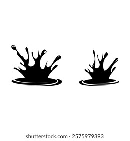 A splash of black water. Small drops of black ink water. Vector illustration.