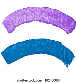 Splash blot banner set in paint color isolated on white background, abstract shape, handmade brush stroke, acrylic on canvas