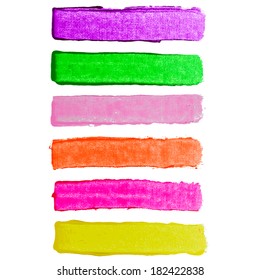 Splash blot banner set in paint color isolated on white background, abstract shape, handmade brush stroke, acrylic on canvas