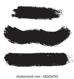 Splash blot banner set in paint black isolated on white background, label, badge, tag ,abstract watercolor, handmade brush stroke, acrylic on canvas