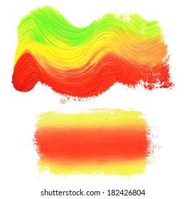 Splash blot banner set in paint color isolated on white background, abstract shape, handmade brush stroke, acrylic on canvas, label, badge, tag