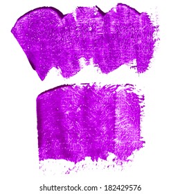 Splash blot banner set in paint color isolated on white background, abstract shape, handmade brush stroke, acrylic on canvas, label, badge, tag 