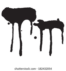 Splash blot banner set in paint black isolated on white background, abstract watercolor, handmade brush stroke, acrylic on canvas