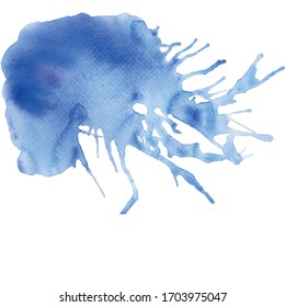 Splash, blot, watercolor texture, artistic grungy paint drop, jellyfish silhouette.
