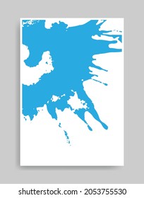 splash blue ink background. Abstract illustration minimalist style for poster, book cover, flyer, brochure, logo.