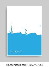 splash blue ink background. Abstract illustration minimalist style for poster, book cover, flyer, brochure, logo.