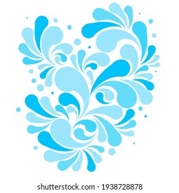 Splash of blue water drops, nature splash pattern. Isolated aqua decoration vector design.