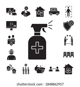 botella de salpicadura con iconos de estilo de silueta de agrupamiento diseño de ilustración vectorial