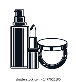 splash bottle and lipstick make up icon