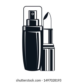 splash bottle and lipstick make up icon