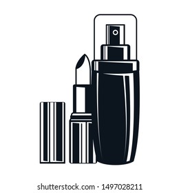 splash bottle and lipstick make up icon