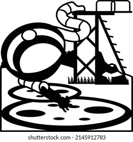Splash Bowl with ladders vector icon design, water world symbol, recreation play ground Sign, Amusement or theme park stock illustration, water slide bowl Concept