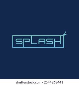 Plantilla simple del diseño del logotipo del texto de la marca del chapoteo en el fondo azul, conveniente para su diseño, marca, compañía, y etc
