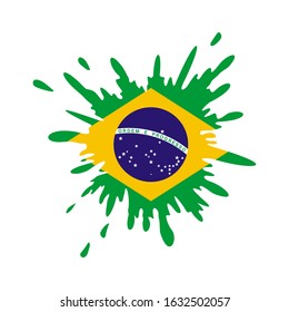 Splash with Brazilian flag. Brazil vector splash flag. Can be used in cover design, website background or advertising. Brasil or Brasilia flag
