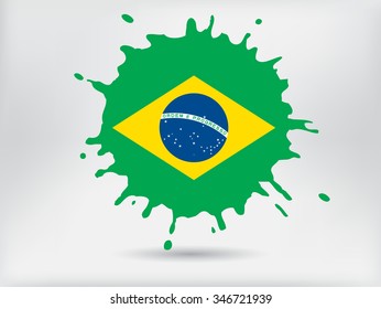 Splash with Brazilian flag.Brazil vector splash flag.