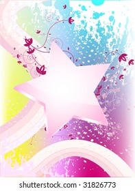 Splash bright background with shiny star and stripes. Vector illustration.