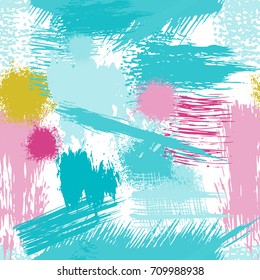 Splash Brush strokes Seamless pattern. Brush Stroke with trendy hand drawn splash texture. Painted Abstract Background. Vector illustration.