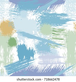 Splash Brush strokes Seamless pattern. Brushed Painted splash Abstract Background. Brush stroked painting. Vector illustration.