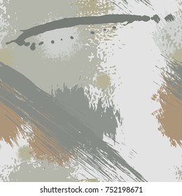 Splash Brush strokes Seamless pattern. Brushed Painted Abstract Background. Blobs and daubs, watercolor blots and blotches. Endlessly repeating dabs, ink smear smudges and stains. Vector illustration.