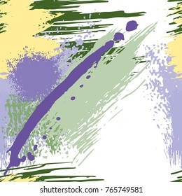 Splash Brush strokes Seamless pattern. Brushed Painted Abstract Background. Blobs and daubs, watercolor blots and blotches. Endlessly repeating dabs, ink smear smudges and stains. Vector illustration.